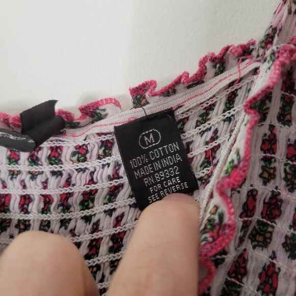 Cassee’s 100% Cotton Smocked Boho Mini Dress Pink India M Purple - Picture 3 of 8